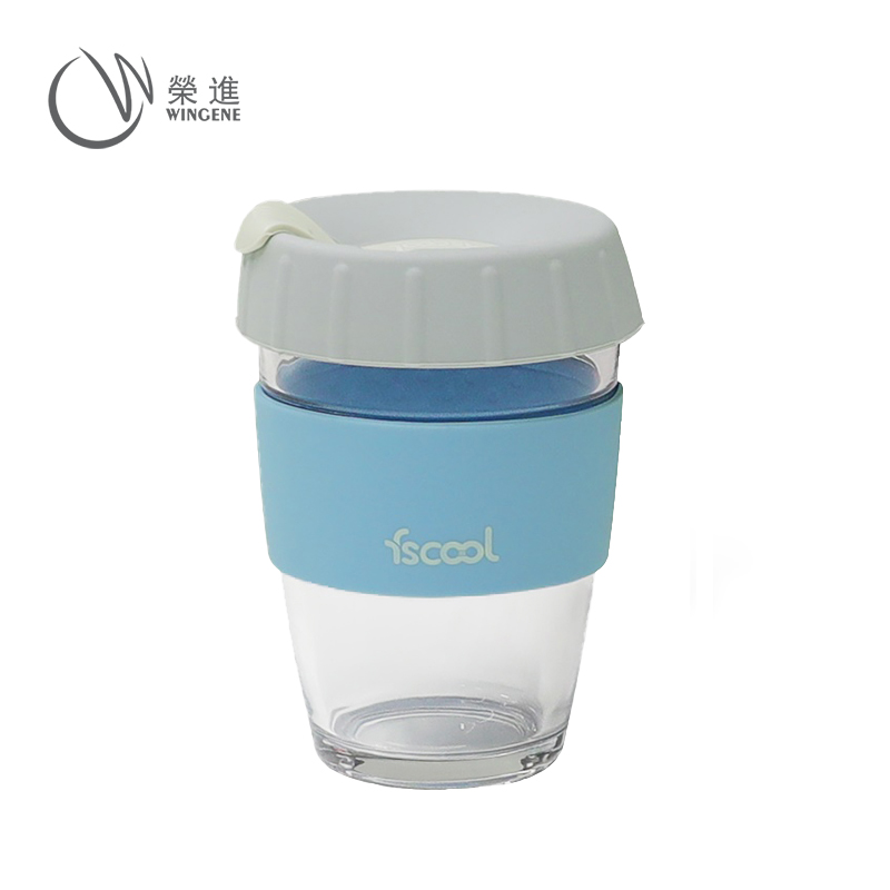 防烫咖啡杯带硅胶杯套杯盖|创意办公室咖啡厅饮水杯-荣进防烫咖