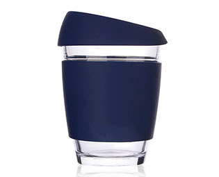 创意玻璃咖啡杯+硅胶杯套/盖